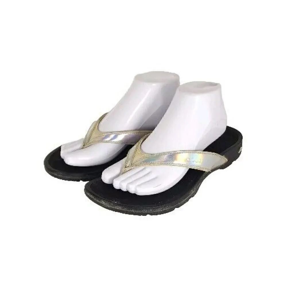 Abeo Women's Alea US9N Silver Thong Neutral Footbed Slide Thong Flip Flop Sandal